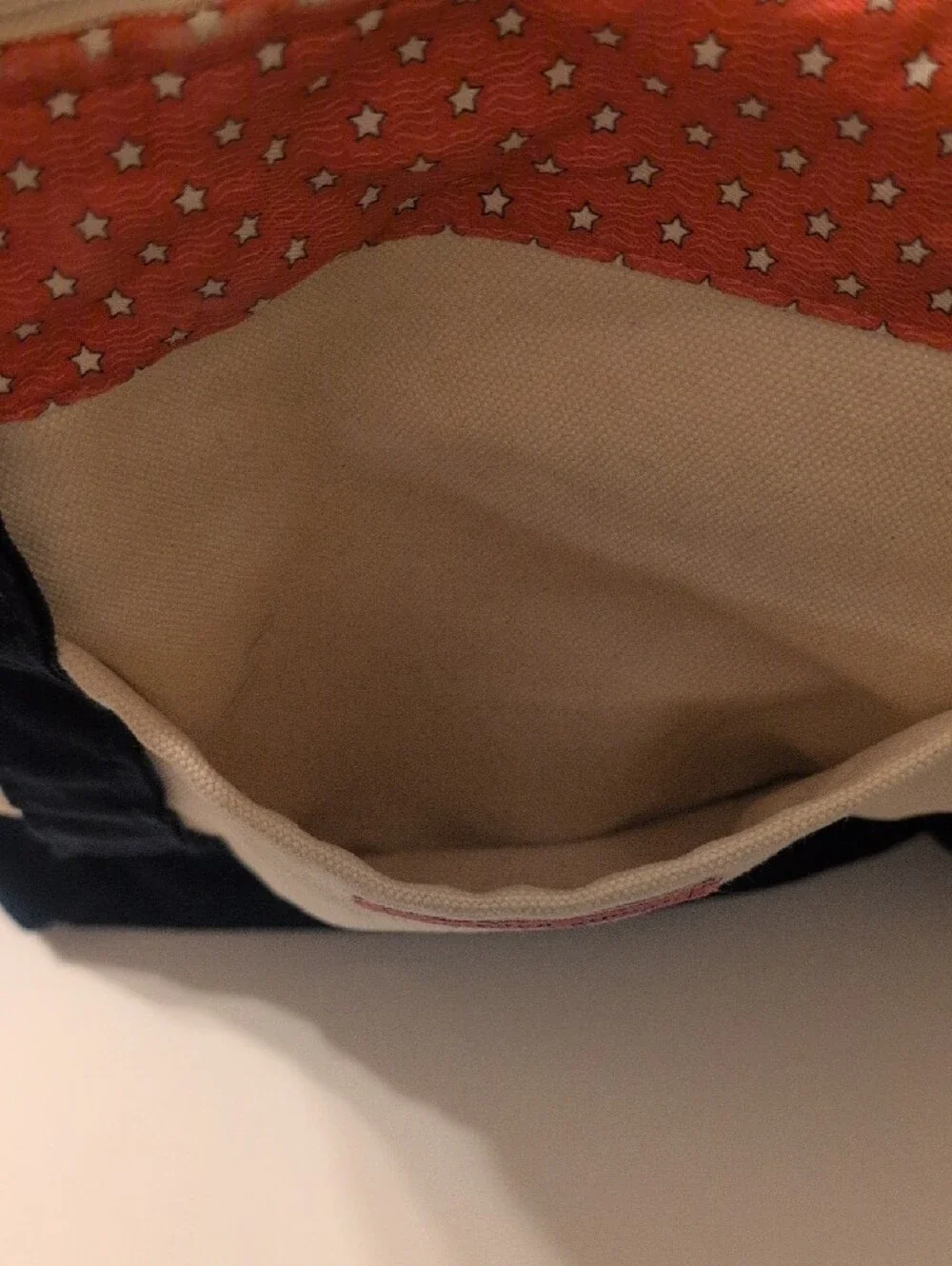 Vineyard Vines Cream Canvas Tote with Navy Straps and Multicolor Accents